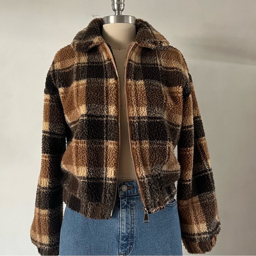 Plaid faux Sherpa jacket